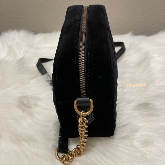 Gucci Camera Bag GG Marmont Velvet Small Black. - Picture 5 of 11